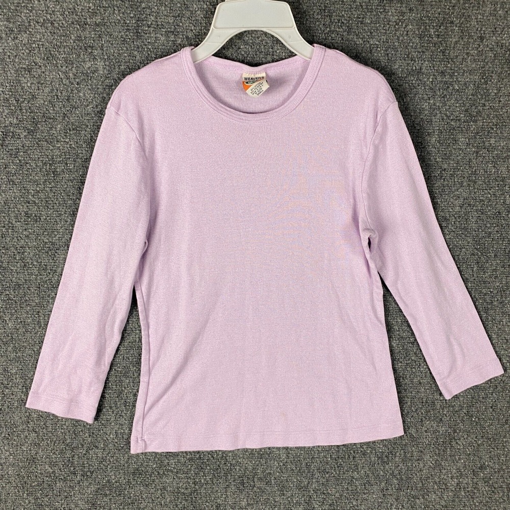 Weavers T-Shirt Girls Small Long Sleeve Purple Cotton Blend Made In USA S